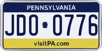 PA license plate JDO0776