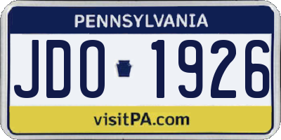PA license plate JDO1926
