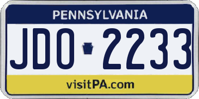 PA license plate JDO2233