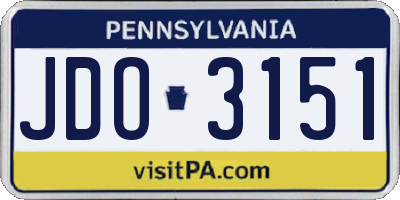 PA license plate JDO3151