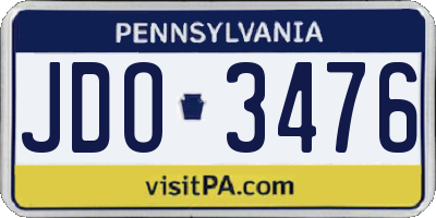 PA license plate JDO3476