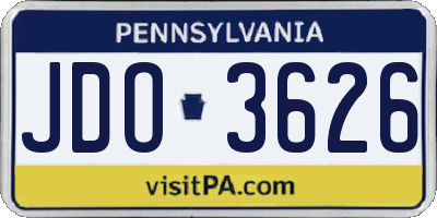 PA license plate JDO3626