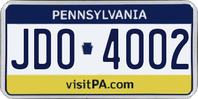 PA license plate JDO4002