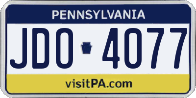 PA license plate JDO4077