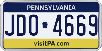 PA license plate JDO4669