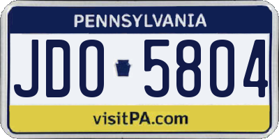 PA license plate JDO5804