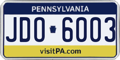 PA license plate JDO6003