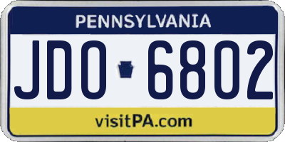 PA license plate JDO6802