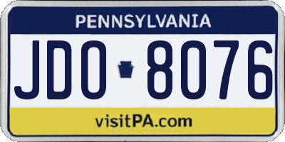 PA license plate JDO8076