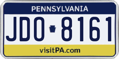 PA license plate JDO8161