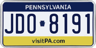 PA license plate JDO8191