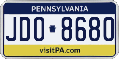 PA license plate JDO8680