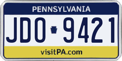 PA license plate JDO9421