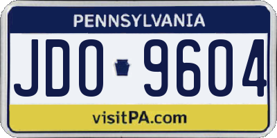 PA license plate JDO9604