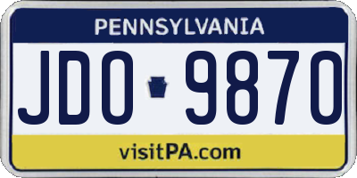 PA license plate JDO9870