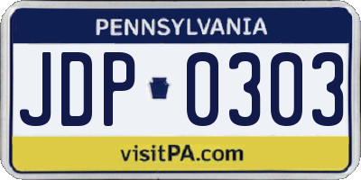 PA license plate JDP0303