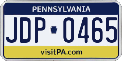 PA license plate JDP0465