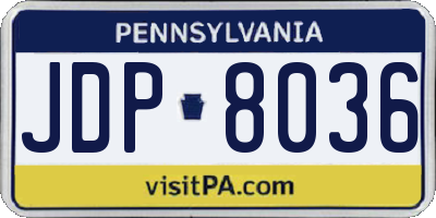 PA license plate JDP8036