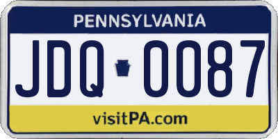 PA license plate JDQ0087