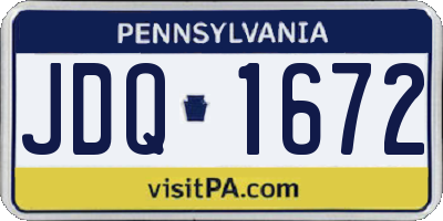 PA license plate JDQ1672