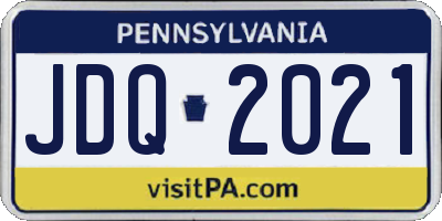 PA license plate JDQ2021