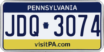 PA license plate JDQ3074