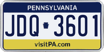 PA license plate JDQ3601