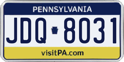 PA license plate JDQ8031