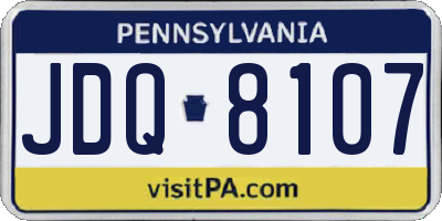 PA license plate JDQ8107
