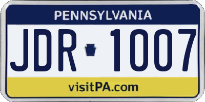 PA license plate JDR1007