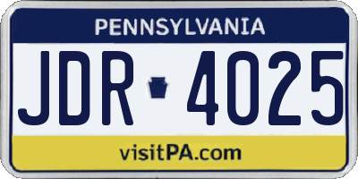 PA license plate JDR4025
