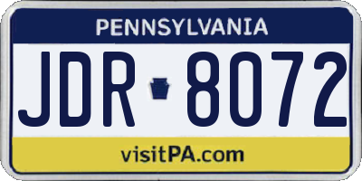 PA license plate JDR8072
