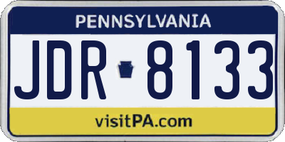 PA license plate JDR8133