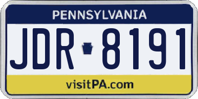 PA license plate JDR8191