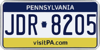 PA license plate JDR8205