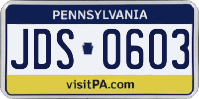 PA license plate JDS0603