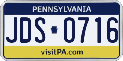 PA license plate JDS0716