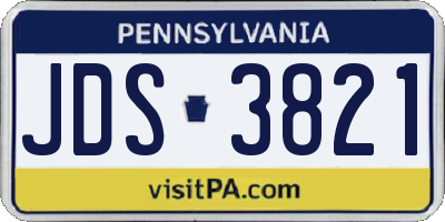 PA license plate JDS3821