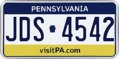PA license plate JDS4542