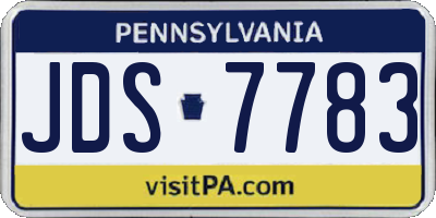PA license plate JDS7783