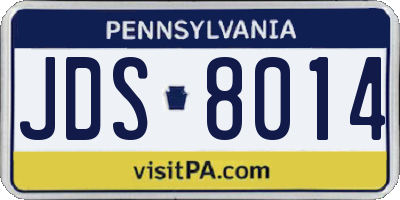 PA license plate JDS8014