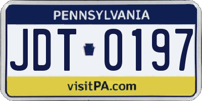 PA license plate JDT0197