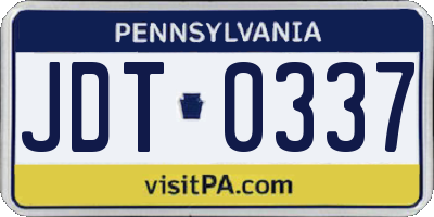 PA license plate JDT0337