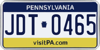 PA license plate JDT0465