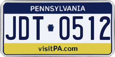 PA license plate JDT0512