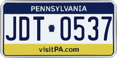 PA license plate JDT0537