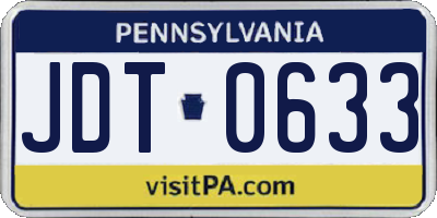 PA license plate JDT0633