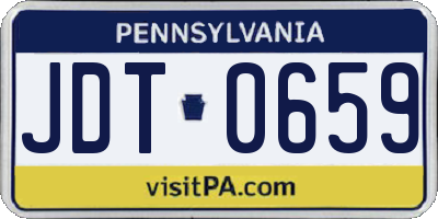 PA license plate JDT0659