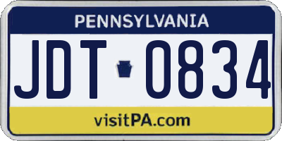 PA license plate JDT0834