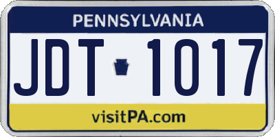 PA license plate JDT1017